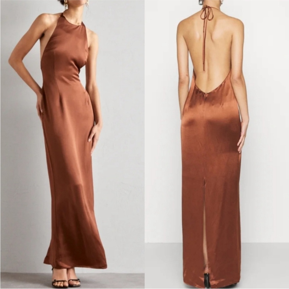 STAUD Janet Backless Halter Dress
